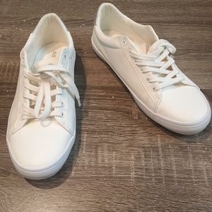 White Faux-Leather Sneakers